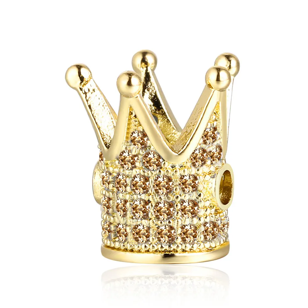 3 шт./лот 100% микро паве CZ красочные циркониевые короны бусины 28 цветов золото