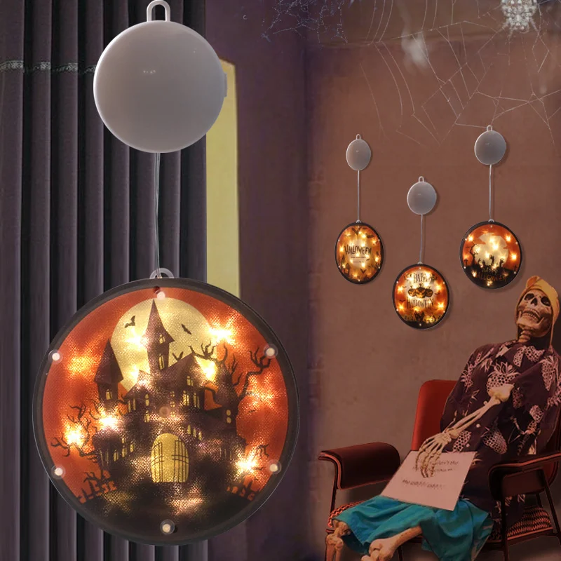 

1PC Halloween Led Decoration Hanging Lights Hangable Bat Castle Ghost Cemetery Pumpkin Lights Halloween Home Party Decoration