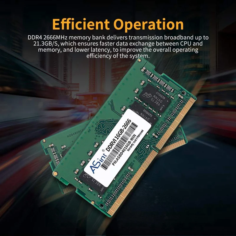 ASint DDR4 16GB 2666MHz Laptop Memory 240 Pin Low Power Consumption Notebook RAM Dimm | Компьютеры и офис