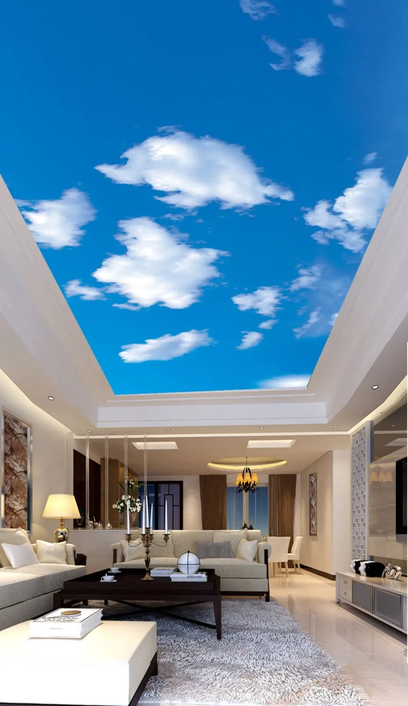 Потолочный экран настенная живопись обои для стен 3d потолки голубое небо белые