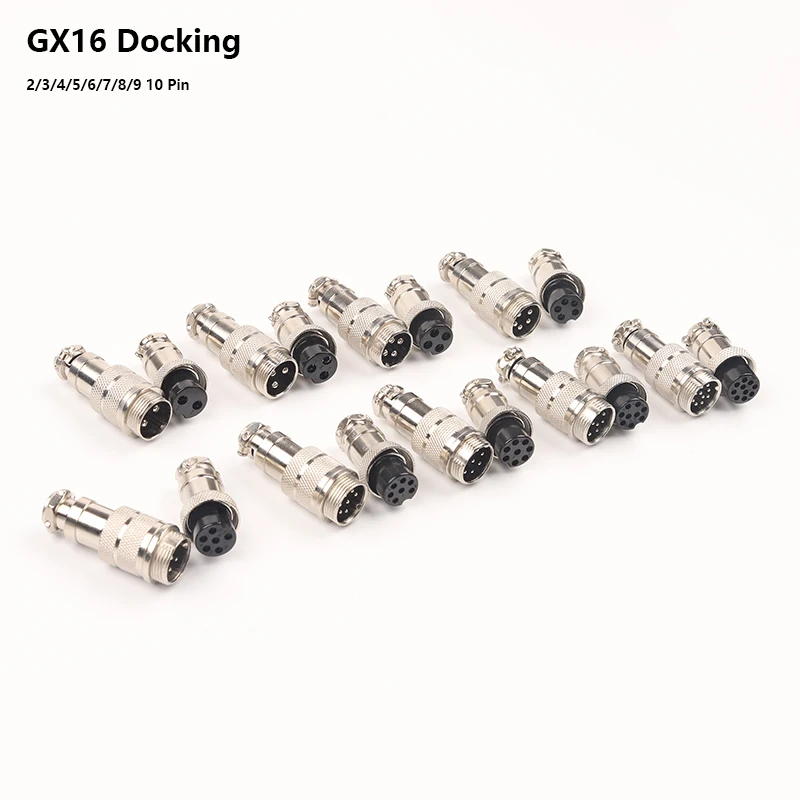 1 set GX16 butt Wire connector 2/3/4/5/6/7/8/9/10 Pin Male & Female 16mm Aviation Socket Plug Wire Panel Docking Connectors