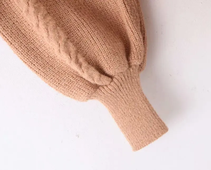 

Women's Europe style sweater lady Autumn v-neck solid color loose sweater Female fashion lantern sleeve chic Tops TB3877