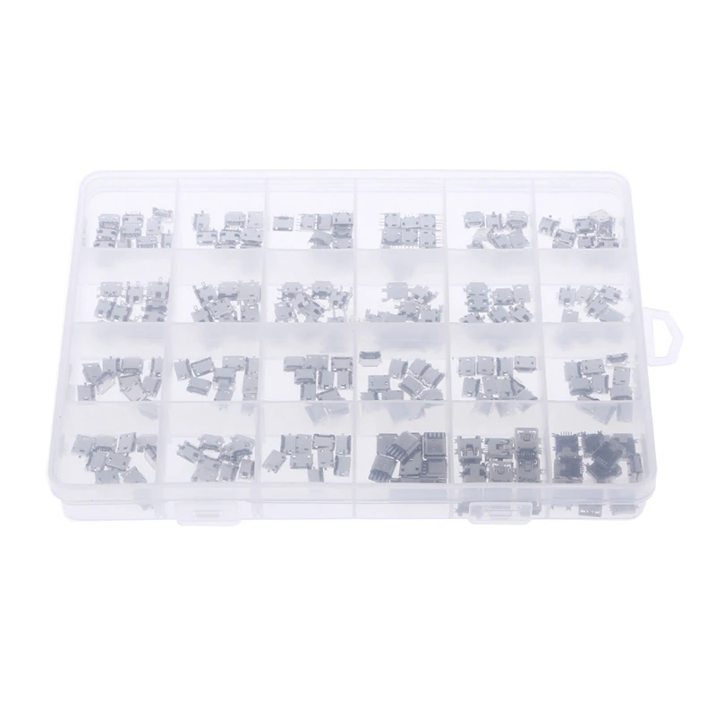 

240PCS 24Models Micro-USB Connector Socket Jack USB Connectors Set for MP3 4 5 Huawei Samsung Sony HTC ZTE Xiaomi