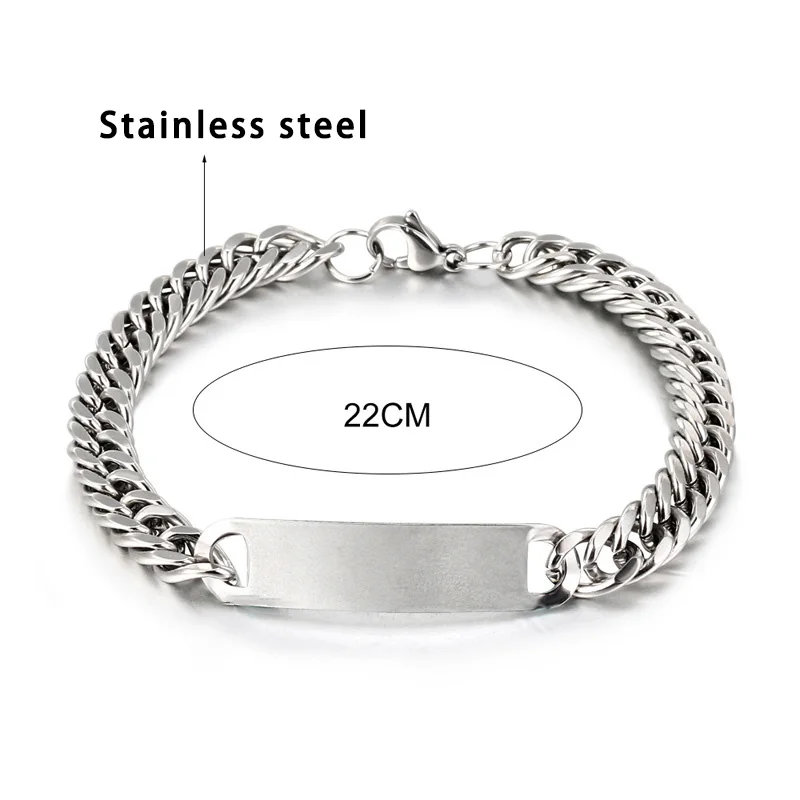 

Simple style Stainless Steel Link Chain Bracelets Unisex Bracelets Silver Color Wristband Bangle Punk Jewelry For Men