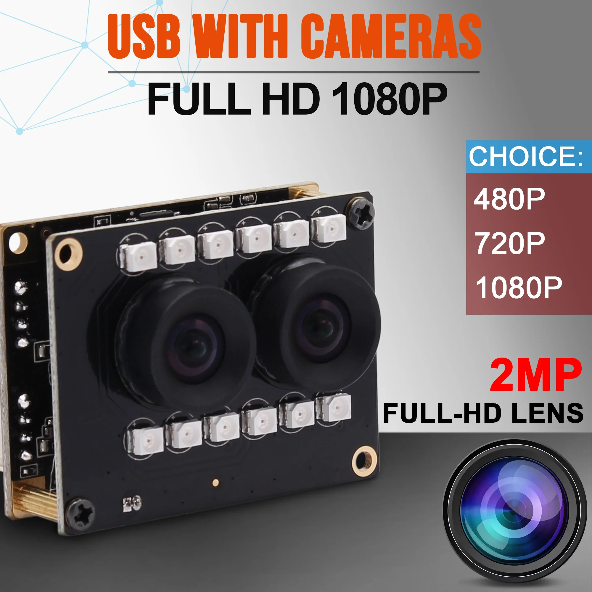 Веб-камера Aptina AR0230 1920x1080 с двумя объективами ИК WDR USB-модуль камеры для Windows Android Linux