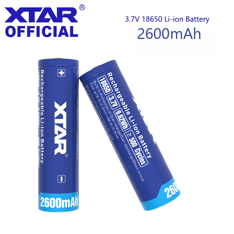 XTAR 18650 2600mAh Battery 3.7V Rechargeable Batteries For Flashlights