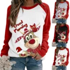 Худи женское повседневное с длинным рукавом, свитшот с рождественским принтом реглан