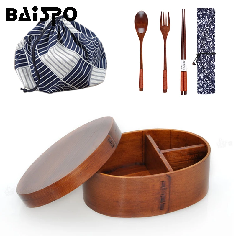 Baispo 3 шт./компл. Bento Box японский стиль ланч бокс для деревянные детские игрушки материал ПОСУДА Контейнеры для еды с отсеками здоровые