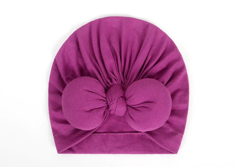 Newborn Toddler Baby Girls Turban Soft Silk Beanie Big Bow Hat Cap Wrap Headwear Headband Hats Accessories Candy Color Cute