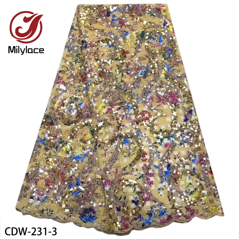 Nigerian Velvet Lace Fabric Luxury African with Sequins French for Dress CDW-231 | Дом и сад