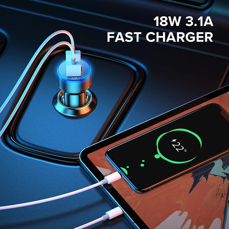 

Новинка автомобильное зарядное устройство 18 Вт 2 USB быстрая зарядка 3,0 4,0 для iPhone 12 11 Mini Pro X XS XR Max Xiaomi Huawei Samsung двойной светодиодный адаптер