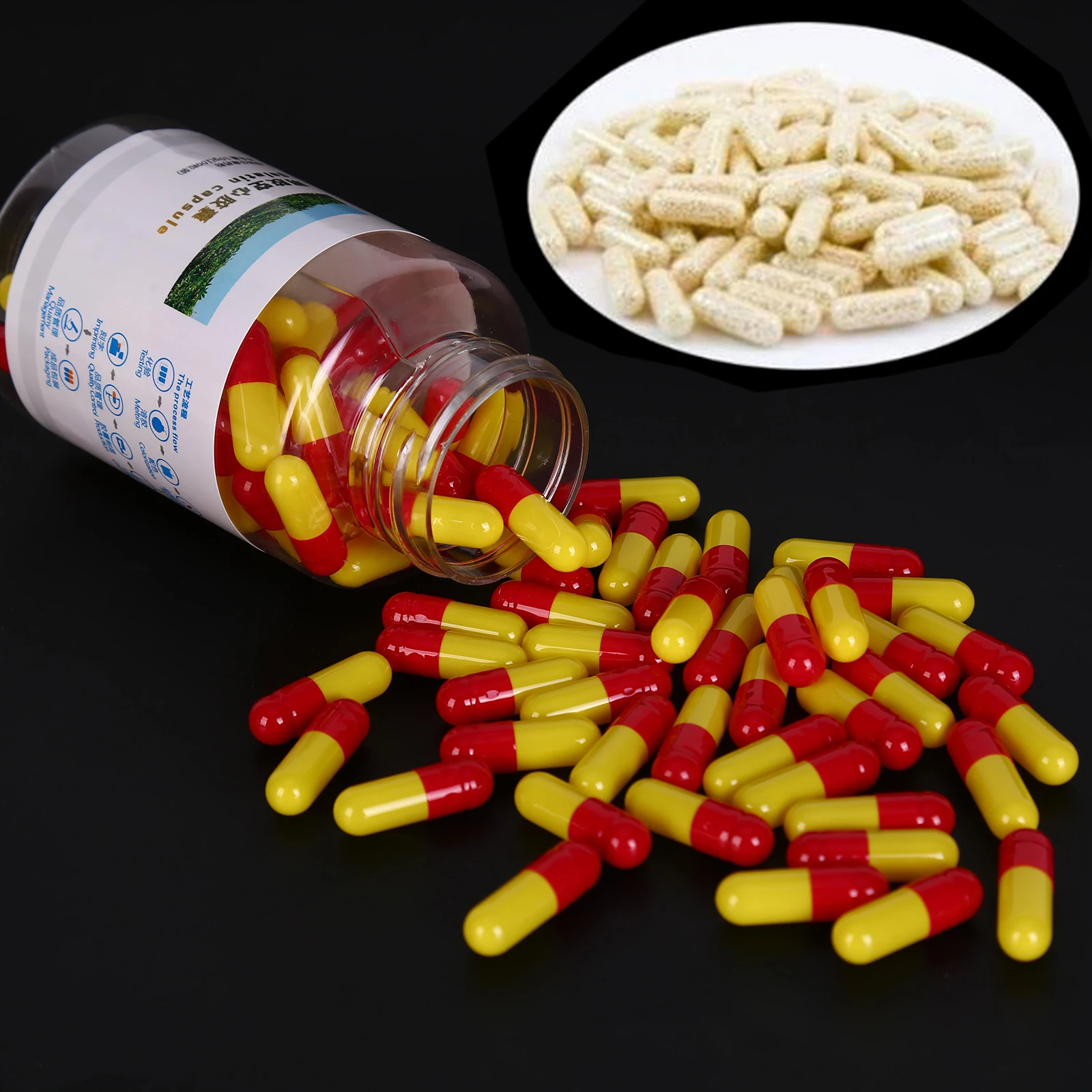 

100Pcs/Bottle Empty Vacant Gelatin Capsule Size 0# Gel Pills Vitamins Containers