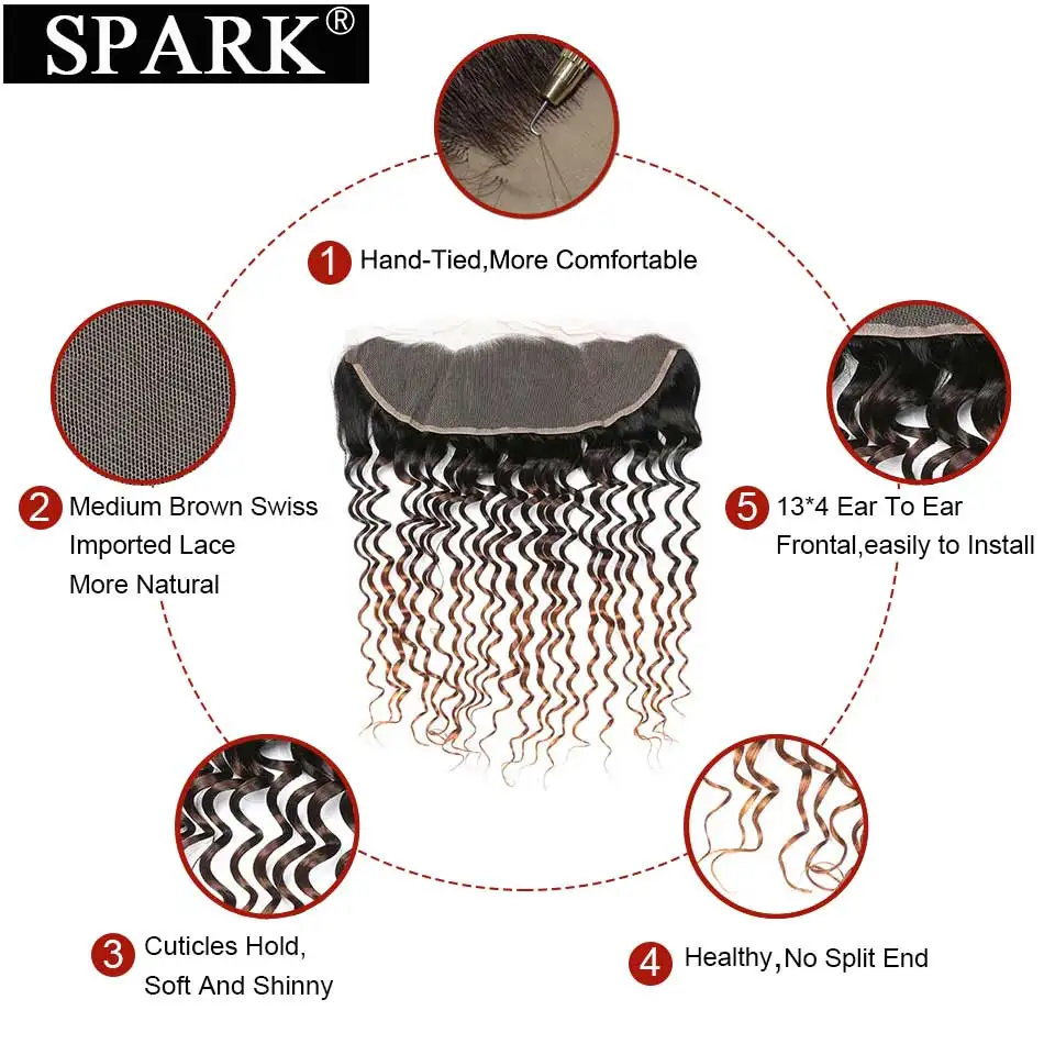Spark волос эффектом деграде (переход от темного к бразильская глубокая волна 13x4
