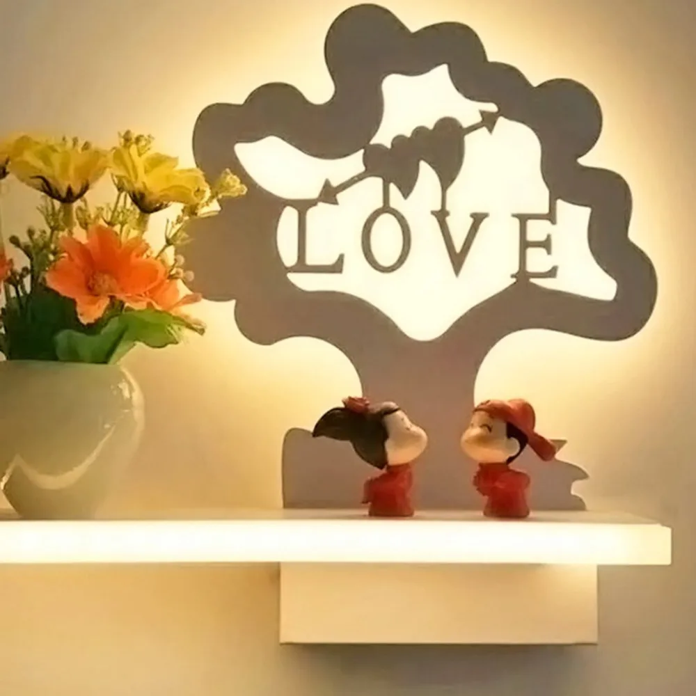 Любовь Дерево Узор спальня светодиодный прикроватный светильник свадебная