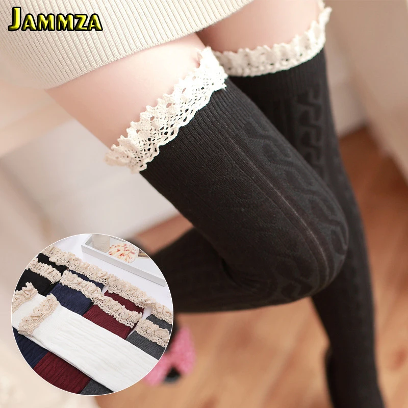 Зимние новые женские модные чулки с цветочным рисунком кружевное однотонное