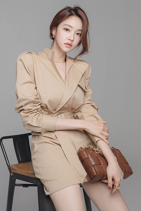 

COIGARSAM Women dress New Spring High Waist Dresses 5212