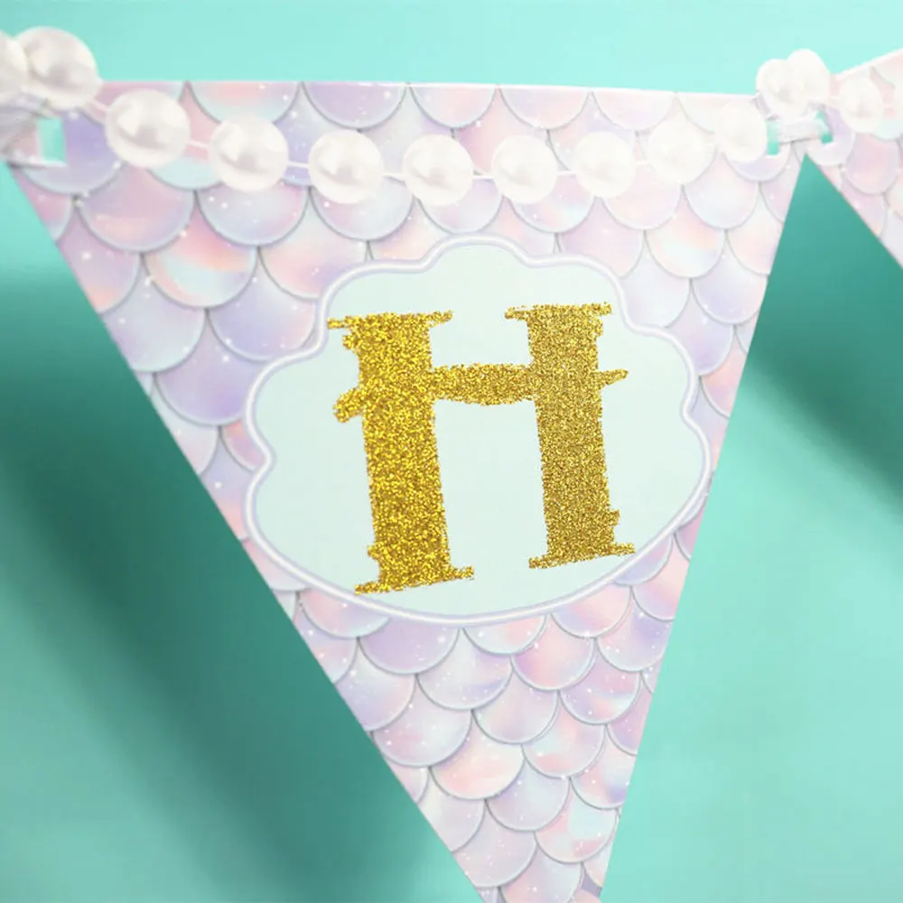

Cartoon Mermaids Banner Kids Adults Gifts Decorations Baby Shower Happy Birthday Banners Flags Wedding Garland Party Supplies
