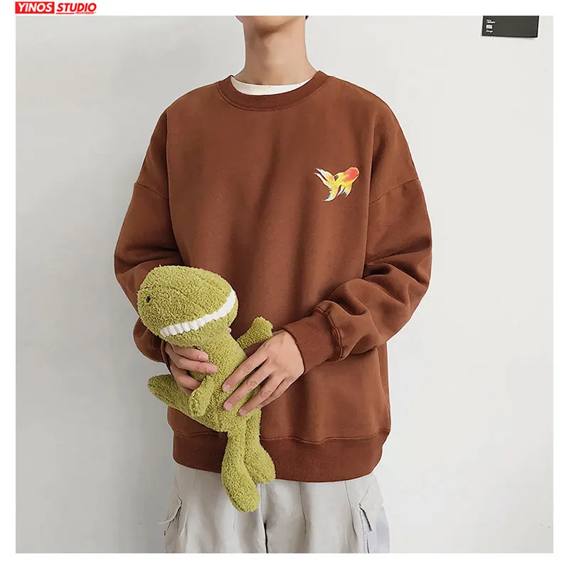 Мужская флисовая толстовка с принтом рыбы черная большого размера капюшоном в