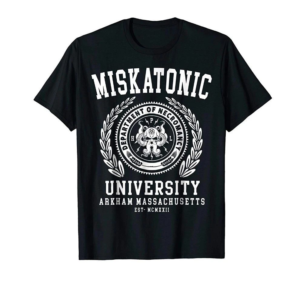 Miskatonic Университетская футболка с Ктулху loveccraft новинка 2019 буквенным принтом для