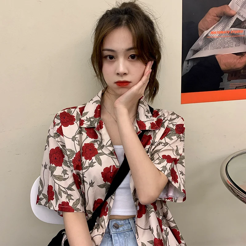 

2020 Floral Print Stylish Shirt Women Turn Down Collar Casual Fashion Female Blouse Gentle Style Loose Lady Tops Blusa Feminina
