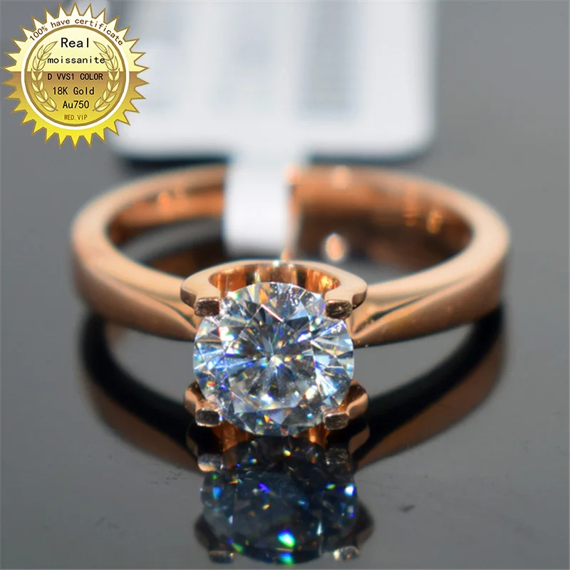 

18K goldr ring 1ct DVVS moissanite ring Engagement&Wedding Jewellery with certificate 0070