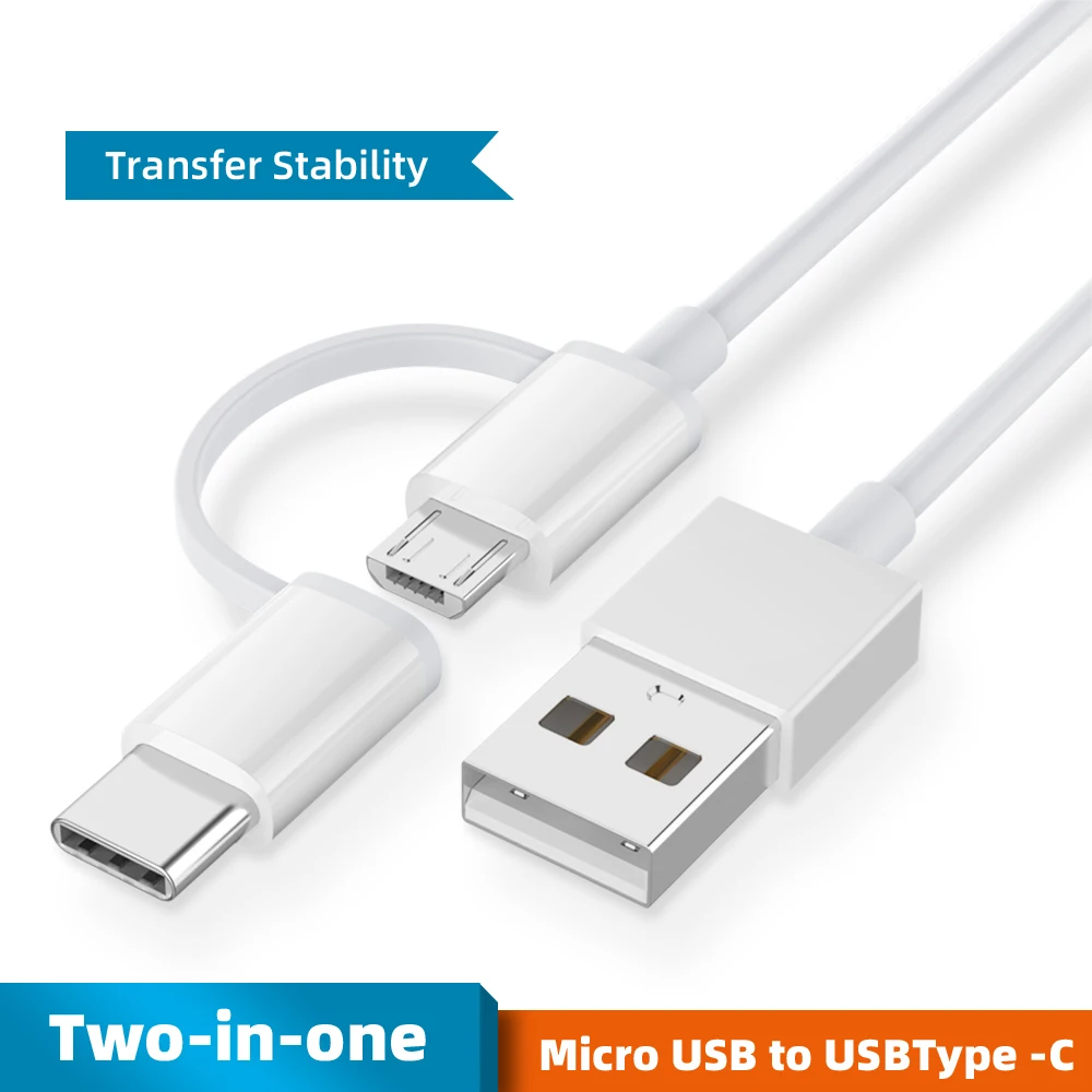 2 в 1 кабель для зарядного устройства USB 0 Type C Micro зарядки телефона P40 Samsung Huawei Xiaomi 5G