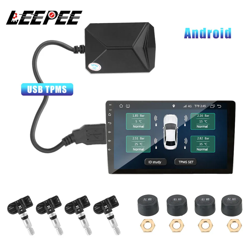 

Tire Pressure Monitoring System USB Android TPMS Display Alarm System 5V Internal Sensors Android Navigation Car Radio Accessory