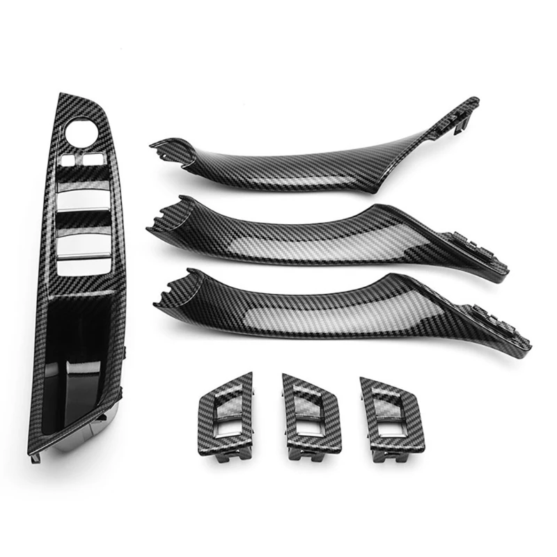 

7x для телефона, ручка из углеродного волокна для дверной ручки, переключатель для стеклоподъемника, отделка панели