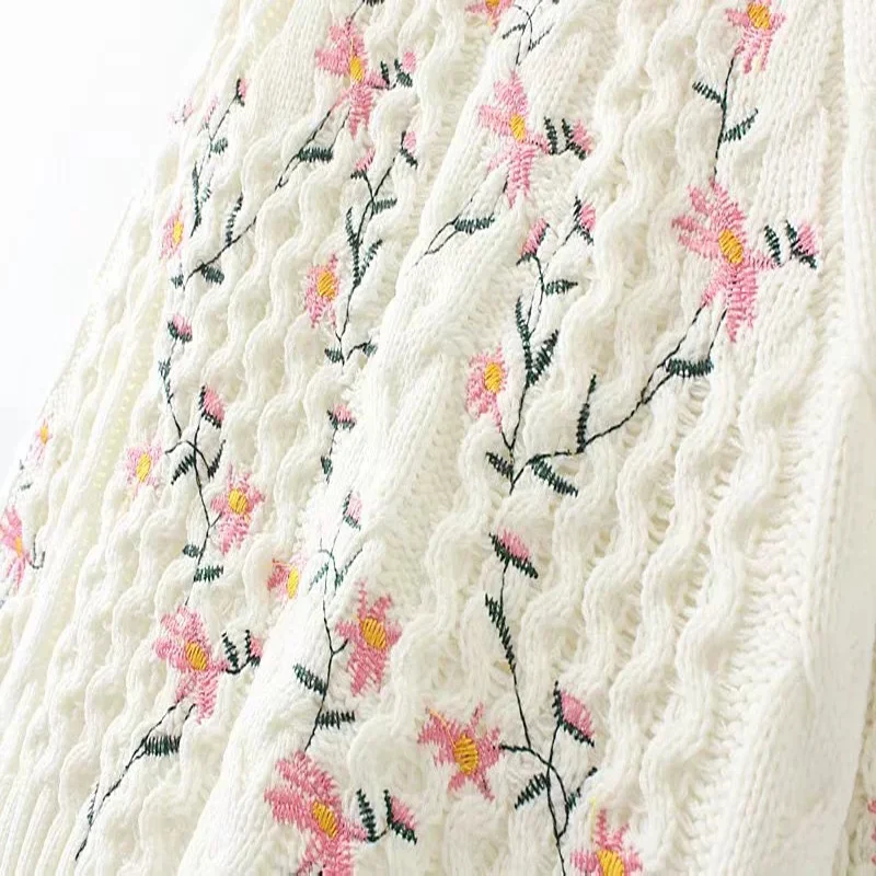 2021 Autumn New Japanese Style Sweet Flower Embroidery Pullovers and Sweaters Warm Knitwear Student Long Sleeve Pullover Sweater | Женская