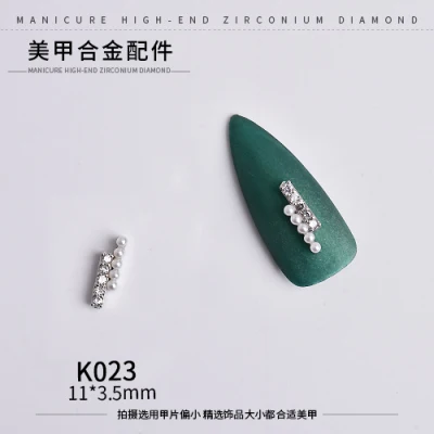 K023 Серебряный 5 шт. Птица/Сердце/Любовь Купидон дизайн ногтей циркон Длинная цепочка Кулон Ювелирные изделия ногтей циркон алмаз ногтей циркон украшения - Цвет: K023