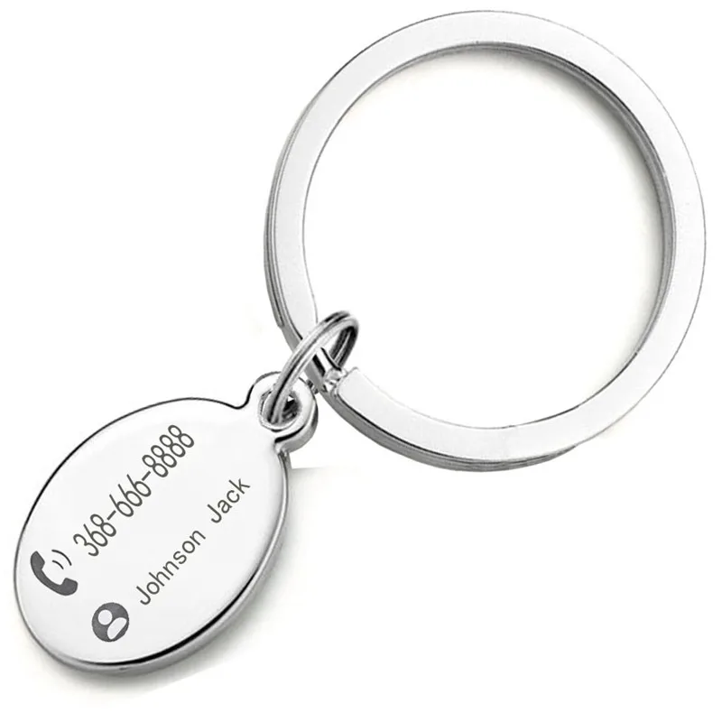 

Hand Stamped Custom Oval Key Chains Stainless Steel Anti-lost Name Date Coordinate Keyring Couple Personalized Anniversary Gift