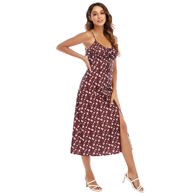 

Floral Maxi Dresses For Women Summer 2022 Sexy V Neck Sleeveless Casual Halter Sundresse Party Beach Flower Long Dress all-match