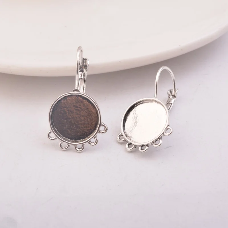14mm Antique silver 30 шт. античная бронза 20 мм кабошон основа серьги соединители серьги крючки заготовки оправы Французский рычаг Серьги база назад - Цвет: 14mm Antique silver