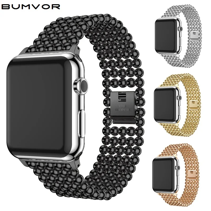 Apple Watch с 38 мм 40 42 44 модные бусины Бабочка Пряжка стальной ремешок для Iwatch 1 2 3 4