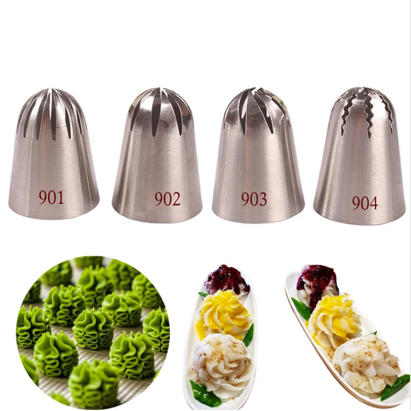 

4pcs Stainless Steel Nozzle Tips DIY Cake Cookie Decorating Mouth Tools Icing Piping Cream Pastry Bag Nozzle Kitchen Bakery Tool