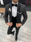 Мужской облегающий костюм из 3 предметов смокинг с заостренными лацканами Свадебный Блейзер жилет под смокинг и брюки