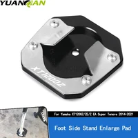 motorcycle cnc aluminum side stand extension foot enlarger pad for yamaha xt1200z super tenere 1200 zez ea 2014 2021 2019 2020