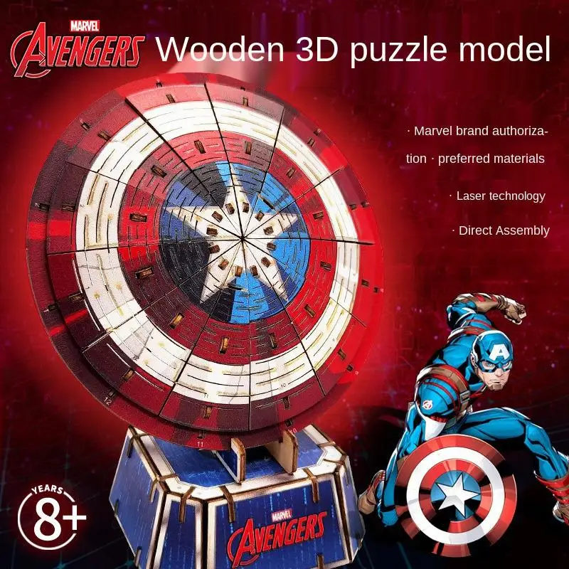 

Disney Marvel The Avengers Wooden 3d Puzzle Captain America Shield Model Kits Assemble Thor's Hammer Diy Jigsaw Decoration Toys