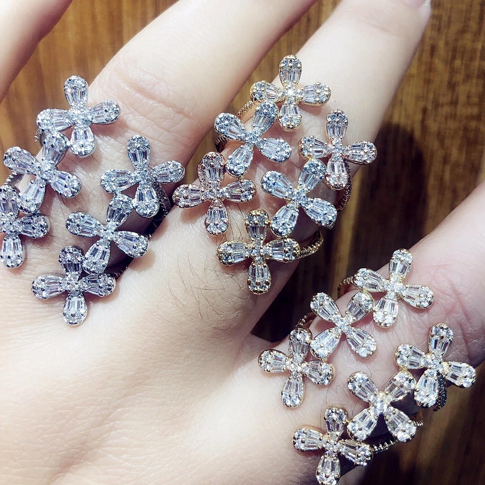 Женские кольца в стиле бохо GODKI модные штабелируемые форме багета с фианитами