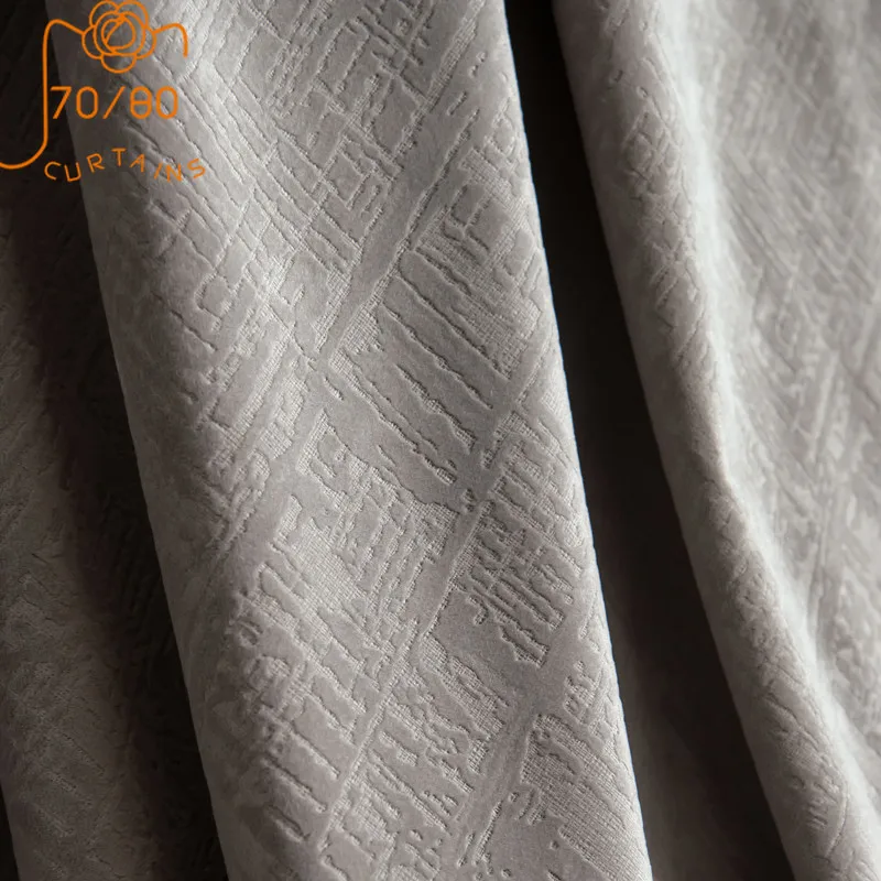 American Light Luxury Dark-grain Velvet Gray Blackout Curtains for Living Room and Bedroom Customized Products