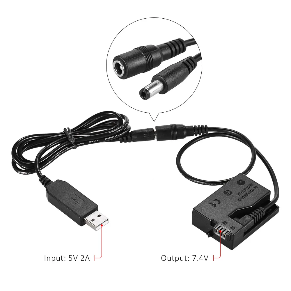 DR-E8 Dummy Battery with DC Power Bank USB Adapter Cable for LP-E8 Canon EOS 550D 600D 650D 700D DSLR Cameras | Электроника
