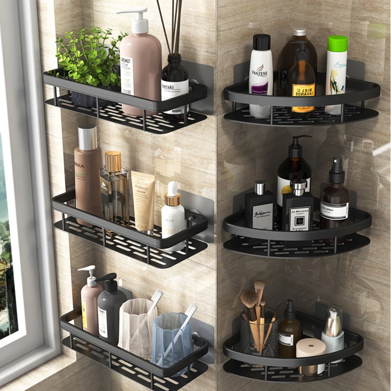 

Полка-органайзер для ванной комнаты, стойка для хранения душа, алюминиевая перфорированная угловая душевая кабина, аксессуары для кухни