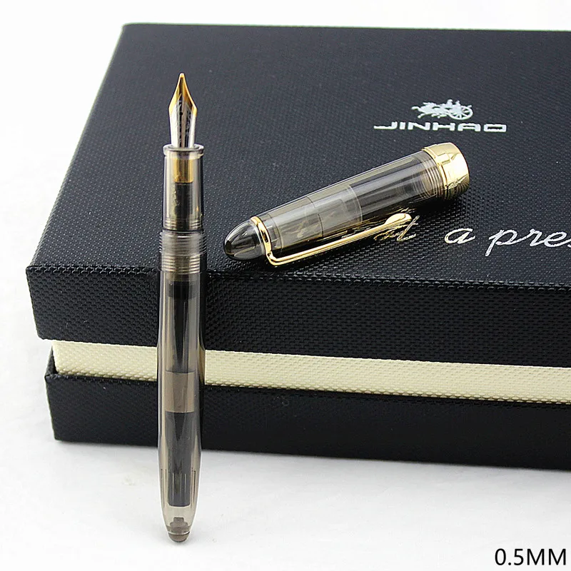 Jinhao роскошный перьевая ручка прозрачный черный Золотой зажим из нержавеющей