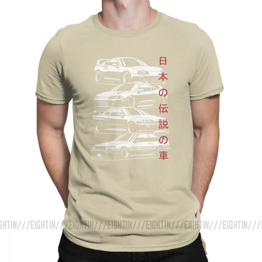 Мужские футболки JDM, легенды, японские автомобили, спортивные футболки, Забавные топы с круглым вырезом и коротким рукавом, очищенные хлопковые футболки серого цвета - Цвет: Хаки