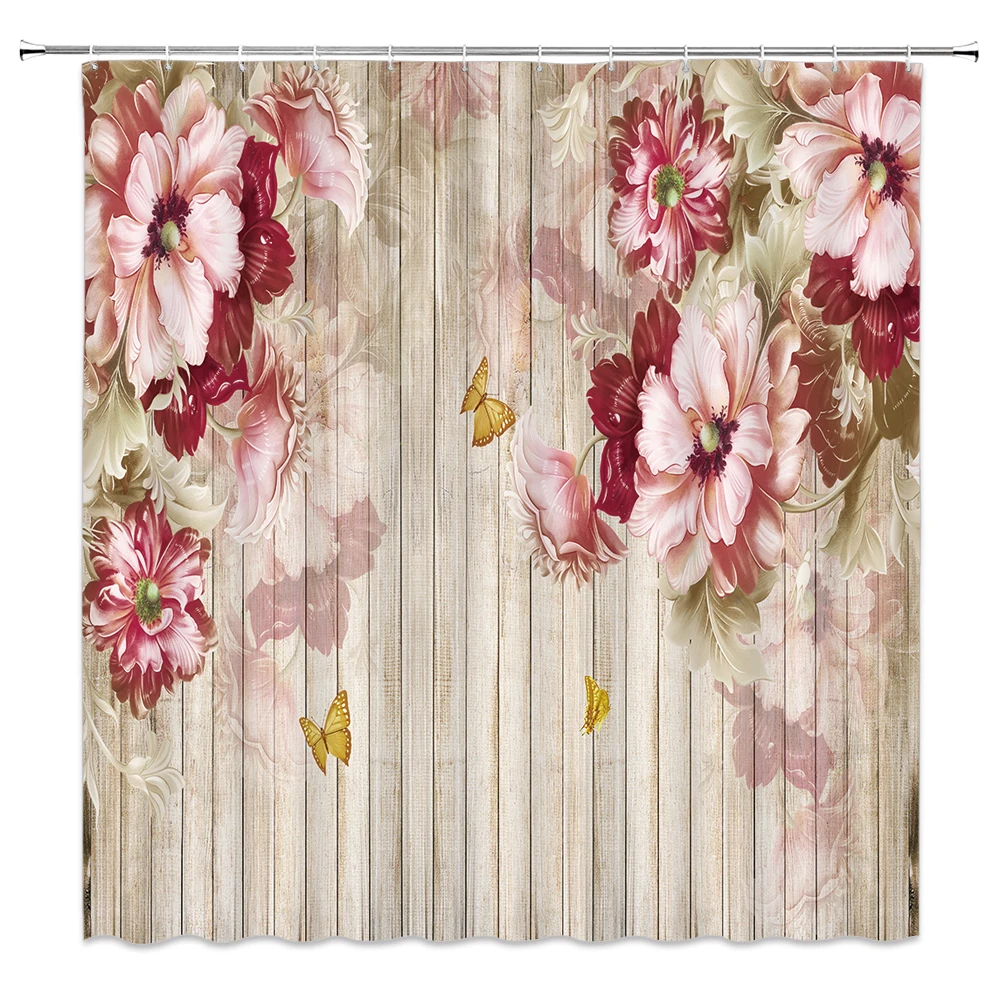 

Retro Flowers 3D Printed Shower Curtain European Polyester Fabric Bath Curtain for Bathroom Curtain Decoration Shower Curtains