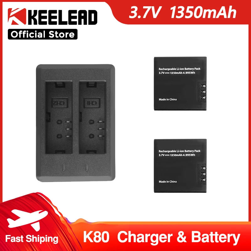 Действий Камера 2 Way Батарея Зарядное устройство или 3 7 V 1350 мА/ч для KEELEAD K80 экшн 4K 60