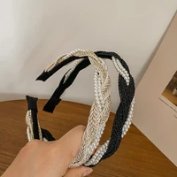 2021 new elegant pearl headband weave hair bands non slip hair bands retro hair accessories for women girlsn