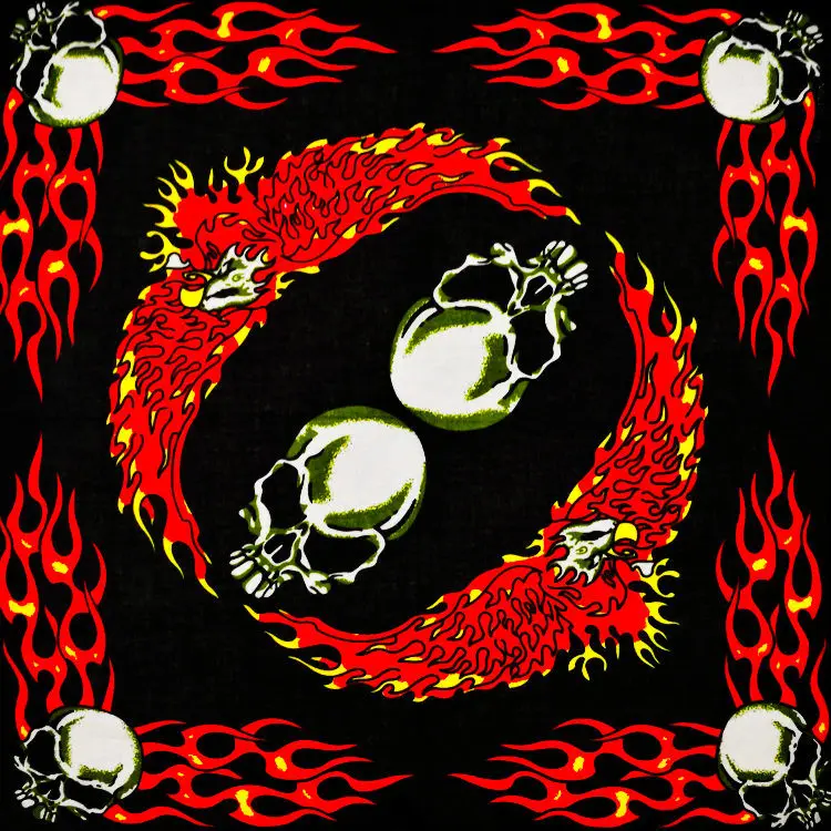 Модный квадратный шарф в стиле хип-хоп 100% хлопок бандана с принтом виде черепа