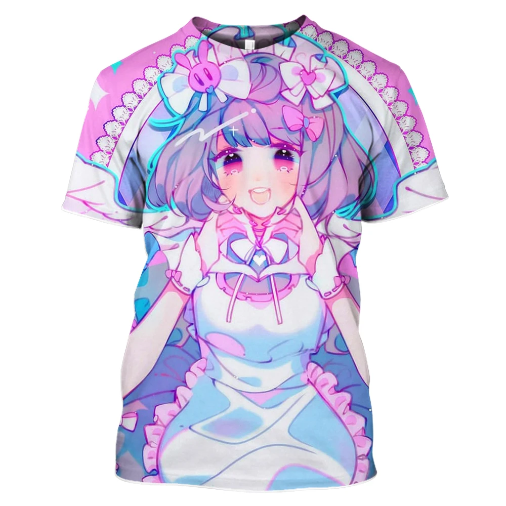Горячая 3D печать Ahegao Аниме Мужчины и женщины футболка мультфильм милый короткий