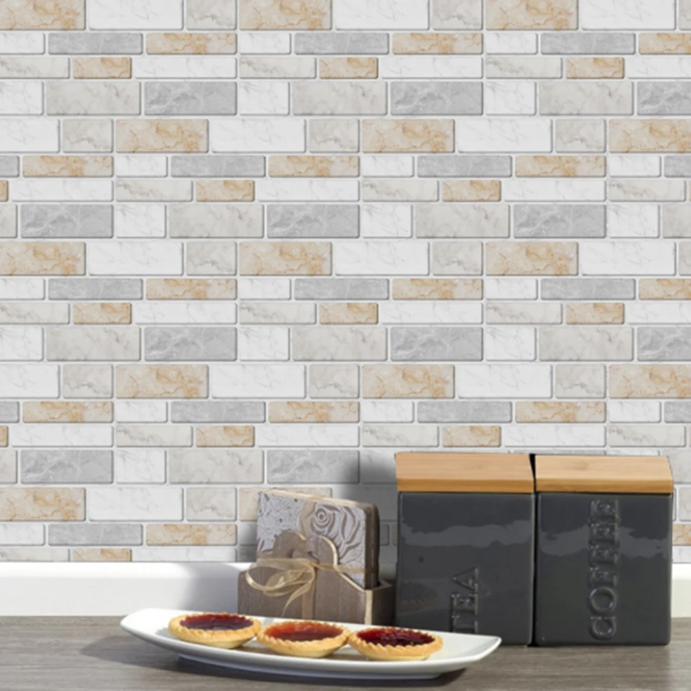 Кухня Ванная комната ПВХ имитация Мрамор кирпичная стена плитка водостойкая